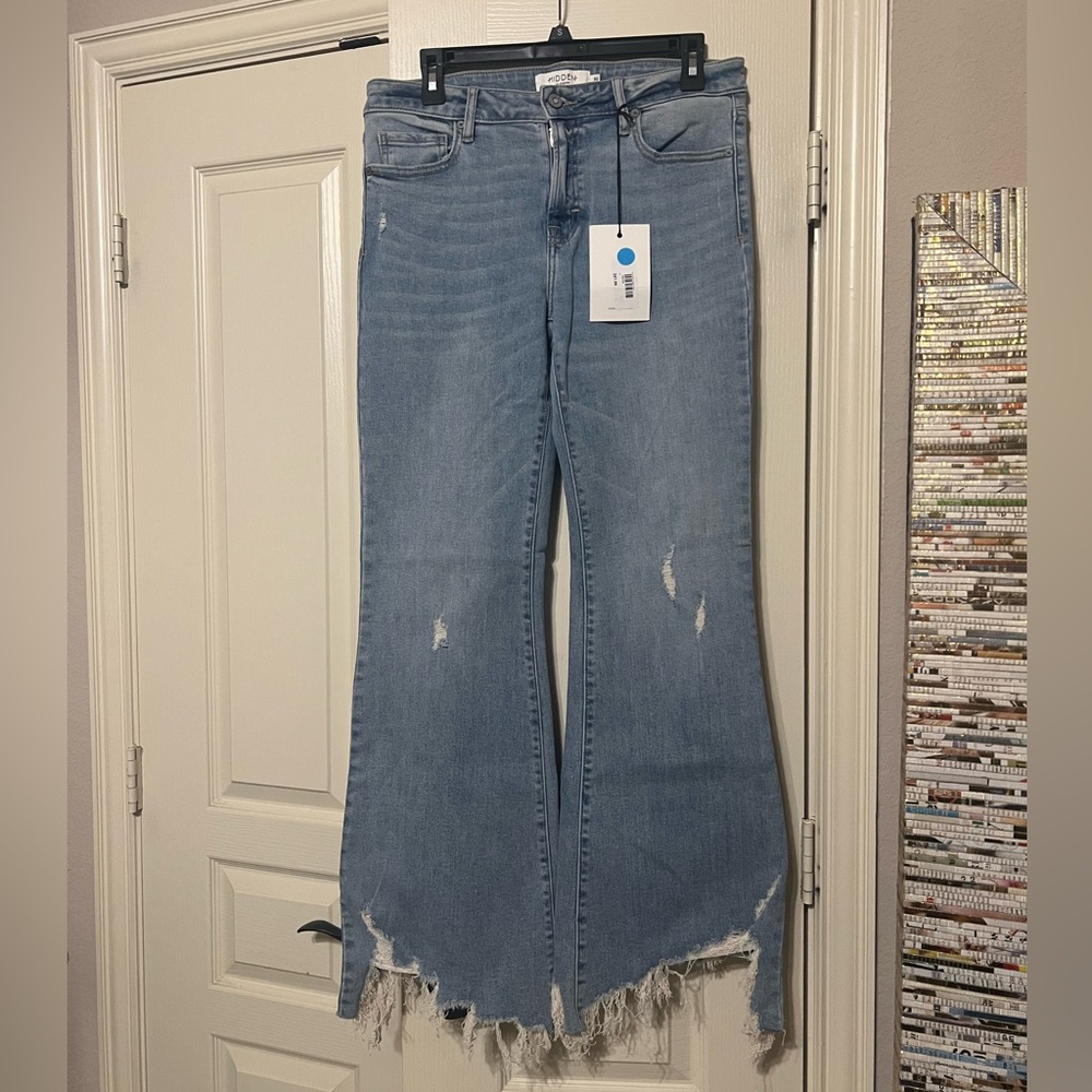 Hidden Light “Happi” Blue Distressed Flare Jeans - Women size 30